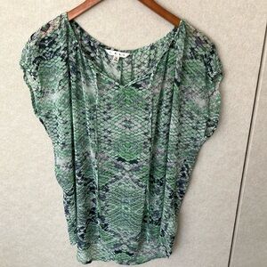 CAbi Green Patterned Top